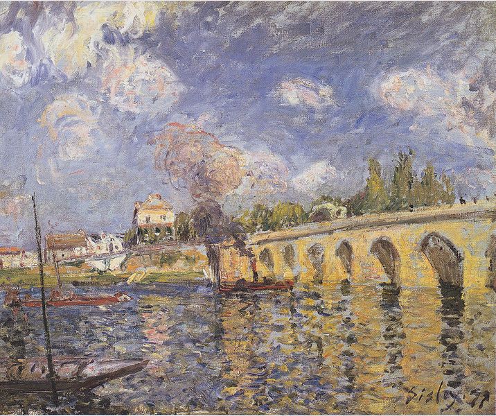 Alfred Sisley River-steamboat and bridge